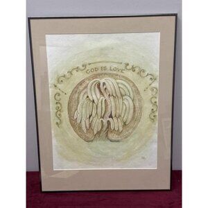 Sally B Hooff Original Watercolor “God Is Love” PEI Artist Vintage Framed
